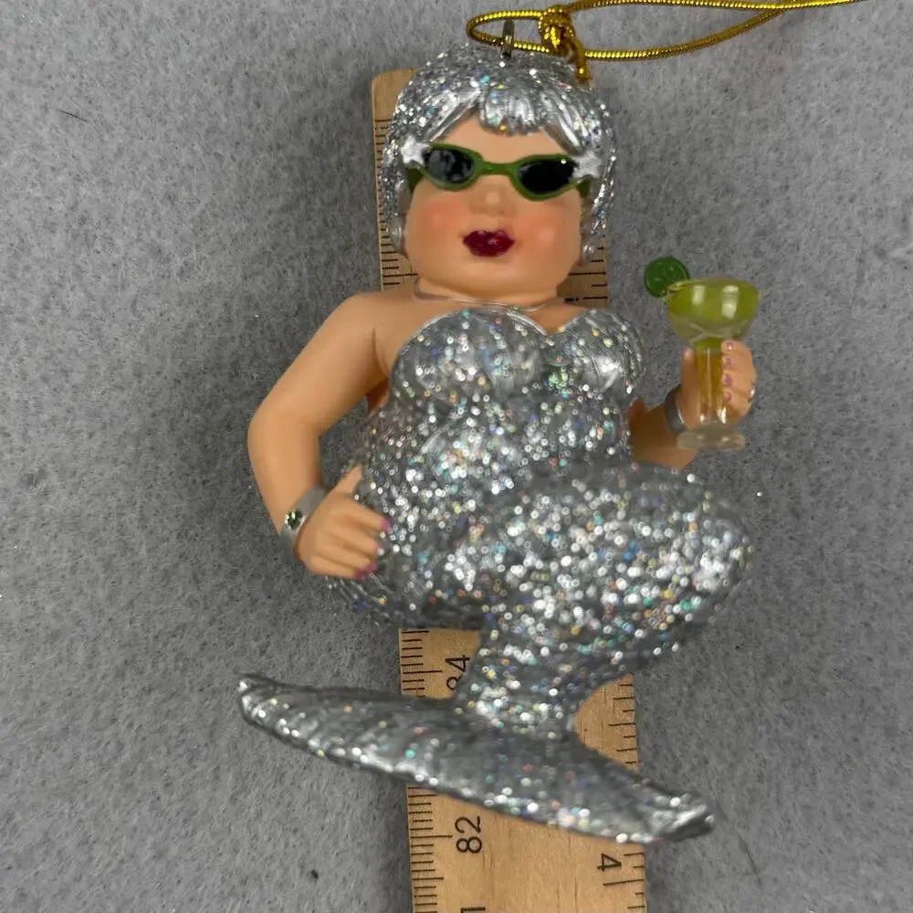 December Diamonds 2008 Retired Margarita Silver Mermaid Ornament Silver Glitter